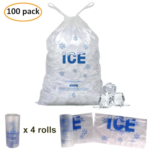 100 PACK 5 lb. Plastic Drawstring Ice Bags 9 x 17 Inch Heavy-Duty - style: 9x17inch(100pack)