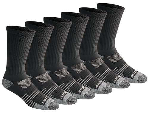 Dickies Men's HYDRO-COOL Moisture Control Crew Socks (6 Pairs) - color: Black (6 Pairs)
