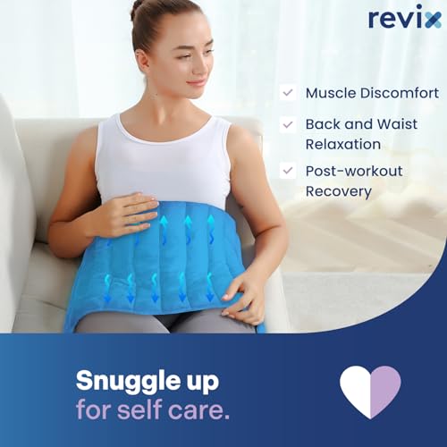 REVIX Extra Large Microwavable Heating Pad for Back, Moist Heat Wrap, Blue - color: Blue