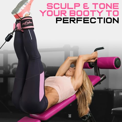 Ankle Straps for Cable Machines, Leg Straps for Glute Kick Back Accessories - color: Black Pink