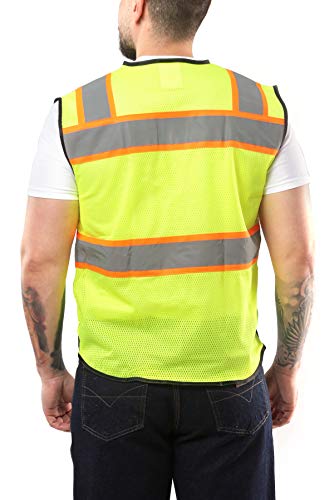 Kolossus High Visibility Safety Vest Front Pockets Silver Orange Reflective Tape for Men and Women Class 2 - size: 4X-Large