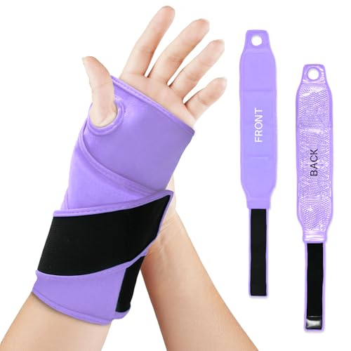 Wrist Ice Pack Wrap for Carpal Tunnel, Gel Ice Packs for Injuries Reusable - color: Purple