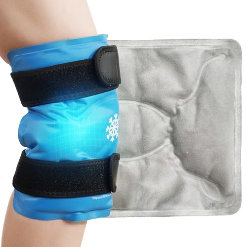 Ice Pack for Knee Pain Relief, Reusable Gel Ice Wrap for Leg Injuries, Swelling, Knee Replacement Surgery, Cold Compress Therapy for Arthritis, Meniscus Tear, Sports Injuries - size: Large