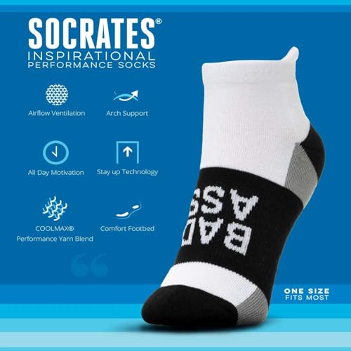 Gone For a Run Motivational Ankle Running Socks - Affirmation Runners Gifts - color: Bad Ass (Black)