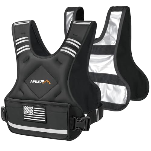 APEXUP Adjustable Weighted Vest, 4-10lb/12-18lb/20-32lb Vest with 6 Ironsand Weights and Large Pocket, Weight Vest for Men Women Strength Training, Running, Walking - color: Black-with Waterproof Layer, size: 12-18lbs