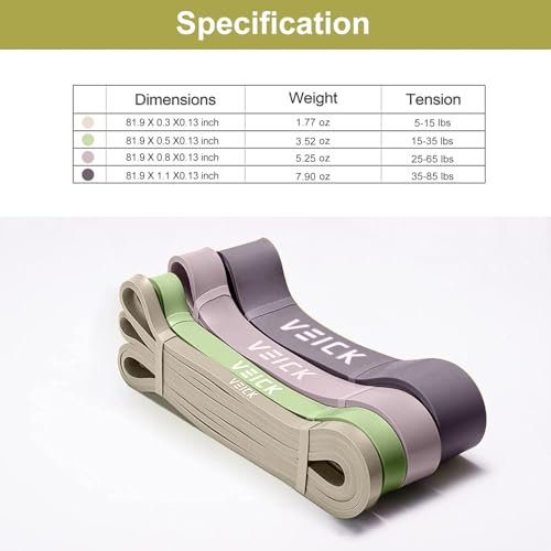 VEICK Pull Up Assist Resistance Bands for Home Gym - color: Green/Purple Set of 4