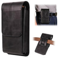Belt Phone Holster with Clip Compatible with iPhone 17/16/15/14/13/12/11/XS, Galaxy S25/S24/S23/S22/S21, PU Leather Belt Phone Pouch Belt Case Waist Bag ID Card Pouch Protective Cover for Men, Black - color: L(15.5*8*2 CM), size: Black