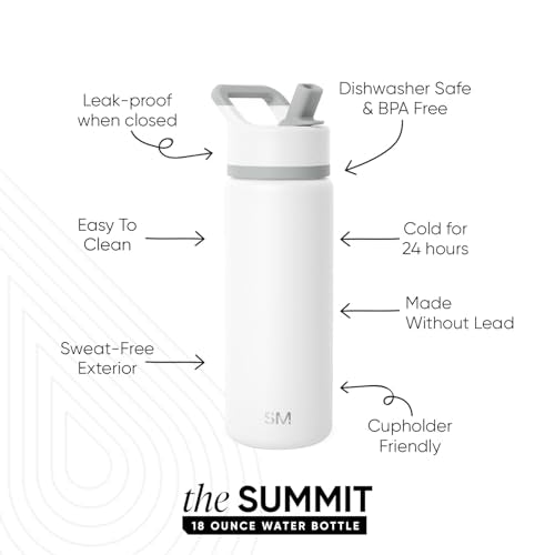 Simple Modern Insulated Water Bottle with Straw | 18oz | White - color: Winter White Mix (Pack of 1), style: 18oz