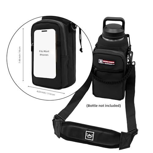 NATURE PIONEOR 26-128 oz Insulated Water Bottle Carrier Holder with Strap - color: Black, size: 32-36oz