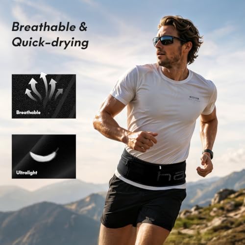 Haimont No-Bounce Running Hydration Belt for Trail & Daily Runs, Black, L - color: Black, size: Large