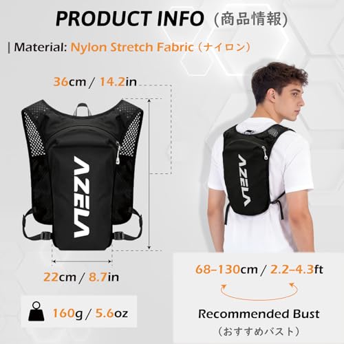 TRIWONDER Hydration Vest Running Backpack for Men & Women, Water Pack for Hiking, Camping, Climbing & Cycling, Lightweight Daypack - color: 04 Black - with a 350ml Soft Flask
