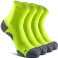 Quarter Compression Socks for Men Women, Cushioned Running Hiking Socks - color: Hi-viz Yellow (4 Pairs), size: X-Large