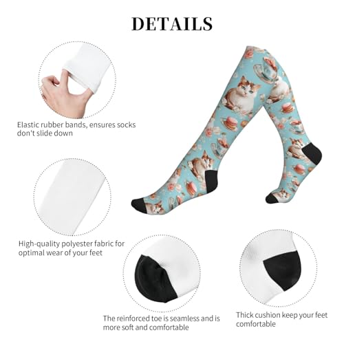 Cute Compression Socks Knee High Support Stockings Women Men - color: Cute Cats
