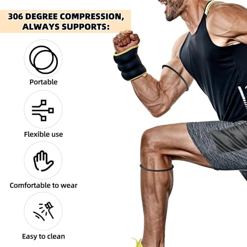 Lyreh 6pcs Patellar Tendon Support Straps (Black, White) - color: Black+White