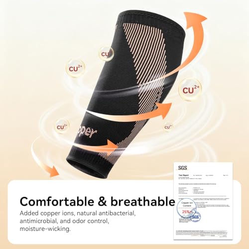 Plus Size Copper-Infused Calf Compression Sleeves for Men & Women 1 Pair [Medical-Grade & Ultra Comfort] Leg Compression Sleeve for Shin Splint Relief, Varicose Veins,Calf Sleeve for Running(X-Large) - style: Black-XL