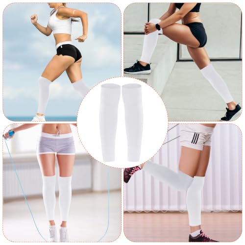 phnydreg 3 Pairs Leg Sleeve Shin Pre Cut Socks for Kids Youth Men Women Soccer Running Cycling - color: White