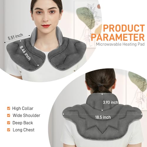 Microwavable Heat Pad for Neck and Shoulders, Warm Compress Wrap, Grey - color: Heat Pad03 -Grey