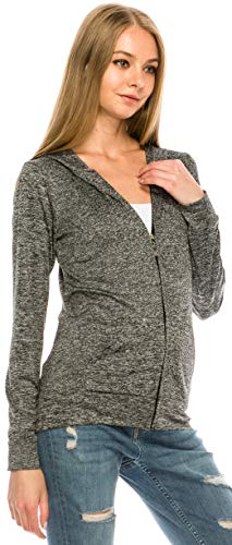 Eevee Women's Full Zip Hoodie - Lightweight Jacket Active Sweater Hooded Sweatshirt Slim Fitting Yoga Activewear - color: Act Grey, size: Small