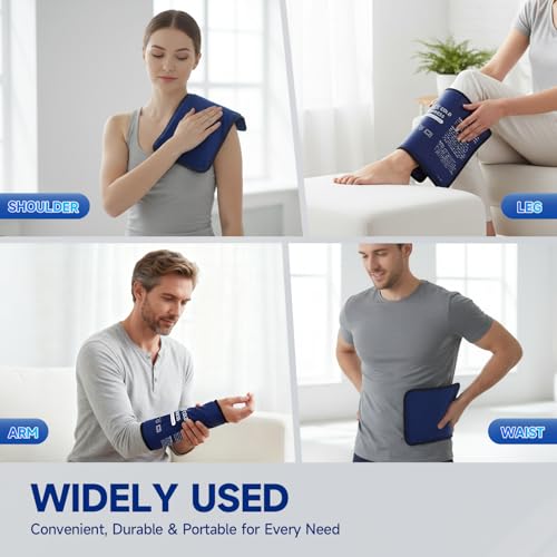 Gel Soft Flexible Ice Pack for Injuries - 1 Pack (Large: 10.5"x14.5") Reusable Hot & Cold Compress for Pain Relief, Freezer Cold Pack for Hip, Shoulder, Knee - Cooling Gel Pad for Swelling, Bruises