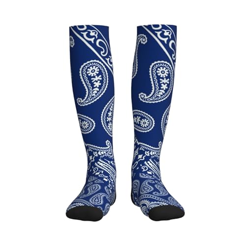 Compression Socks Women And Men For Nurses Travel Pregnancy Recovery Running Athletic - color: Blue Navy Bandanna Paisley