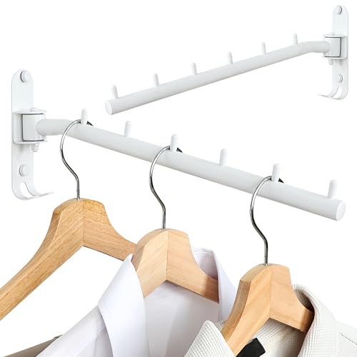 Alise Wall Mounted Drying Rack with Hook,Swivel Clothes Hanger,White,2 Pcs - color: White, size: 5005J (2 Pack)