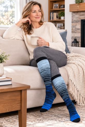 Compression Socks for Women&Men 20-30mmHg Graduated Knee High Stocking - color: 05-5 Pairs Multi Stripe 02, size: XX-Large-3X-Large