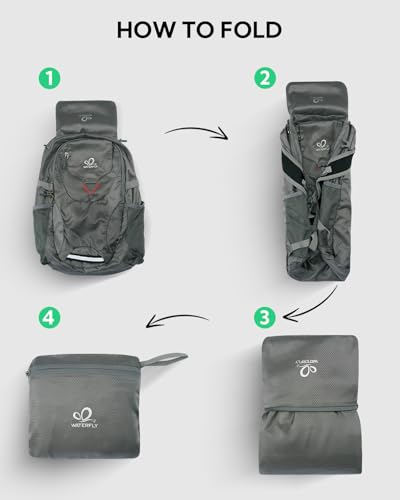 WATERFLY Lightweight Packable Hiking Backpack, 30L Day Pack Grey - color: Grey
