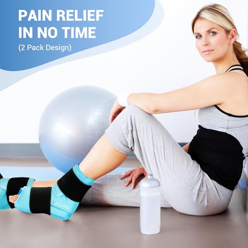 Comfytemp Ankle Foot Ice Pack Wrap for Plantar Fasciitis Relief, Heel Pain - color: Blue 70, size: Large