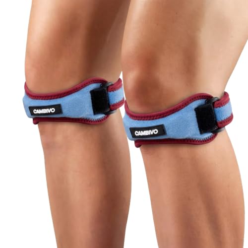 CAMBIVO 2 Pack Patella Tendon Knee Straps, Knee Brace for Women & Men with Extra Straps, Patella Bands for Pain Relief, Osgood Schlatter, Jumper’s Knee, Tendonitis, Running, Basketball, Volleyball - color: Cyber Blue