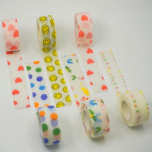 6 Pack Self Adhesive Bandage Wrap Cute Print Design Grip Wrap Tape for Fingers - color: Color06
