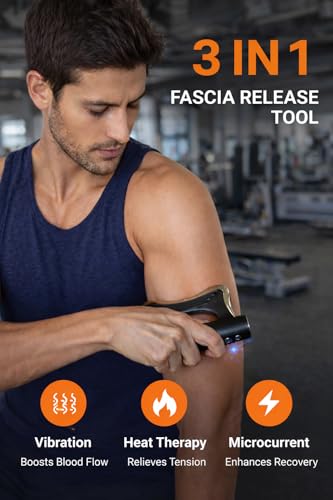 Heated Muscle Scraper Tool, Fascia Release Full Body Contouring Machine, Muscle Scraper Tool Features Modes: Vibration, Heat Therapy and Microcurrent, Fascia Instant Muscle Relaxation Soreness Relief - color: Black 03