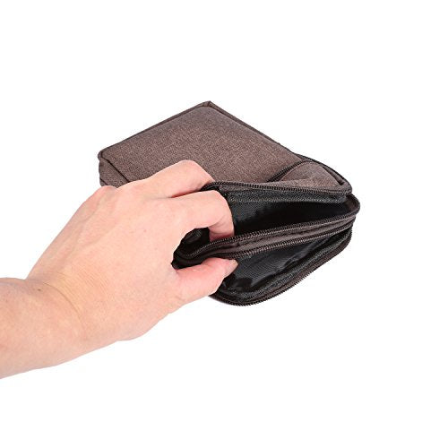 Small Cell Phone Holster with Belt Loop, Men Mobile Phone Belt Clip Pouch, Men's Bag Zippered Phone Belt Holder Phone Case with Clip Bumbag Protector Waist Pouch Wallet with Carabiner Hook Belt Loop - color: Brown