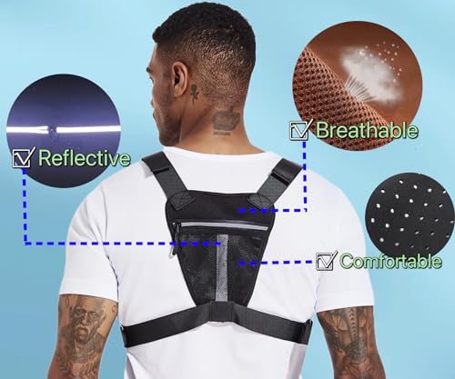 Chest Bag For Men and Women Water Resistant Running Vest Tactical Chest Bag Pack for Sports Outdoor (Black)