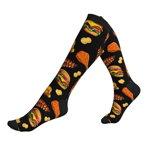 Compression Socks Knee High Circulation Support Socks For Women Men Athletic Running Work Hiking Cycling Travel - color: Food