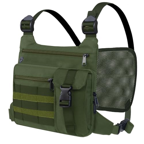 KINGSLONG Running Vest, Chest Bag for Men, Chest Pack, Hiking (A-Green) - color: A-Green