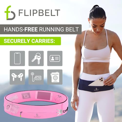 FlipBelt Zipper Running Belt, Waist Pack for Fitness and Running, US Company - color: Girly Pop Pink, size: X-Small