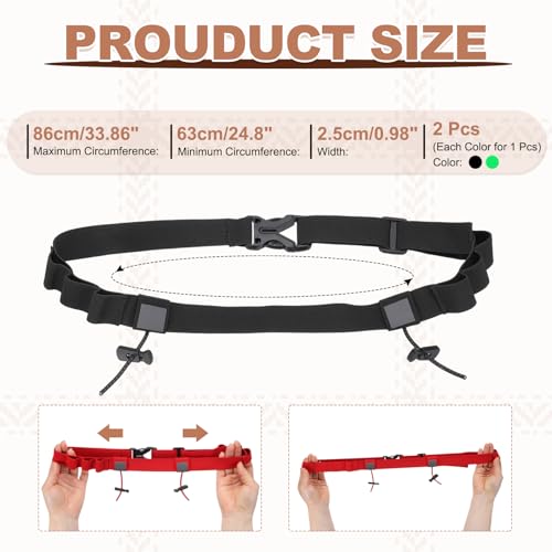 Bib Belt Race Belt Triathlon Running Number Holder 2Pcs - color: Black/Fluorescent Green