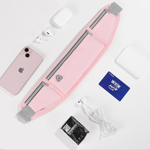 Slim phone Running Belt，Zipper Waterproof Running Waist Pack, Reflective Running Fanny Pack With 3 Separate pouch，Runner Belt for Slim Running Walking Cycling Camping Gym Light (grey) - color: grey