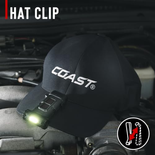 Coast HX4 120 Lumen Dual Color (White & Red) Magnetic LED Clip Light with Beam Rotation, Black