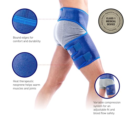 Neo-G Groin Brace for Thigh or Hamstring Injury. Groin Brace for Men and Women - for arthritis, pulled groin, strain - Adjustable Groin Compression Support - Unisex