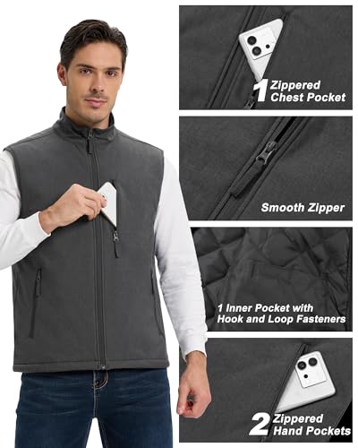 Outdoor Ventures Men's Golf Vest Outerwear Quilted Casual Lightweight - color: Dark Grey Heather, size: X-Large