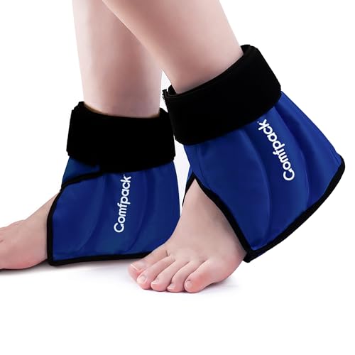 Comfpack Ankle Ice Pack Wrap Heel Ice Pack for Pain Relief, Hot Cold Therapy Cold Pack for Plantar Fasciitis, Achilles Tendonitis, Ankle Sprain, Foot Pain, 2Packs - color: Dark Blue-2 Pack