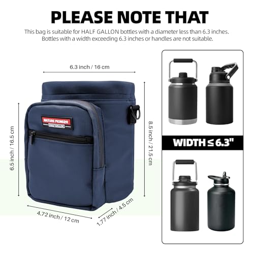 NATURE PIONEOR 26-128 oz Insulated Water Bottle Carrier Holder with Strap - color: Navy, size: Half Gallon YETl