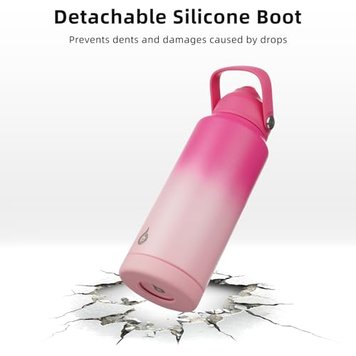 BJPKPK 32oz Insulated Water Bottle, Stainless Steel Bottle with Straw Lid - color: Cherry, size: 32 Ounces