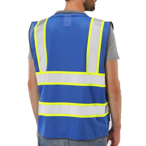 Neopelta Hi Vis Reflective Safety Vest for Men Women Blue Mesh/Yellow M - color: Blue / Yellow Trim, size: Medium