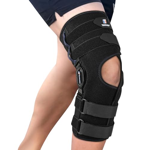 4 Adjustable Straps Hinged Knee Brace for Men & Women With Dual Stabilizers - size: Medium