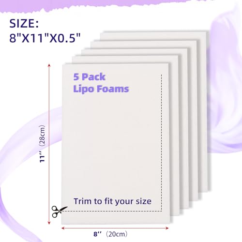 5 Pack Lipo Foam - Post Surgery Ab Board for Use with Post Liposuction Surgery Flattening Abdominal Compression Garments Liposuction Foam Pads for Recovery 8" X11