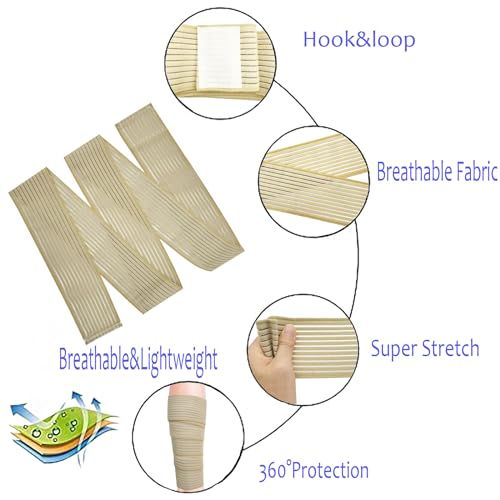 Elastic Calf Compression Bandage Sleeve Wrap for Calf Pain Relief Lower Leg Compression Support Shin Splint Guard Adjustable Plus Size Black Large (Beige)