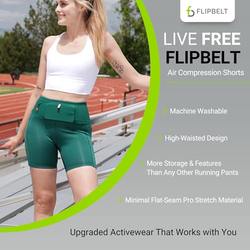 FlipBelt Women's Air Compression Shorts 6 inch - Jungle Green - XS