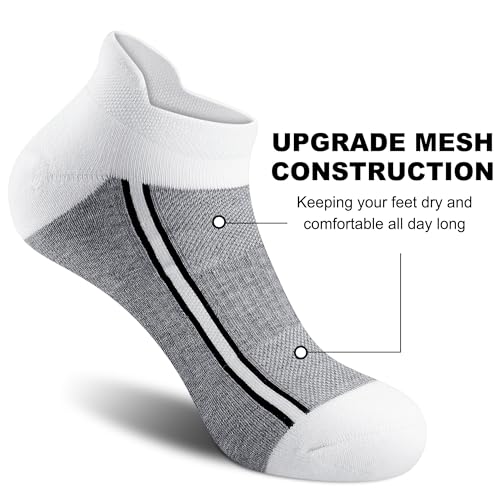 Gonii Men's Running Athletic Ankle Socks - Thick Cushioned Low Cut Socks - color: N-5 Pairs Grey, size: 6-9
